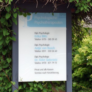 Praxisschild Psychotherapie Antje von Busch